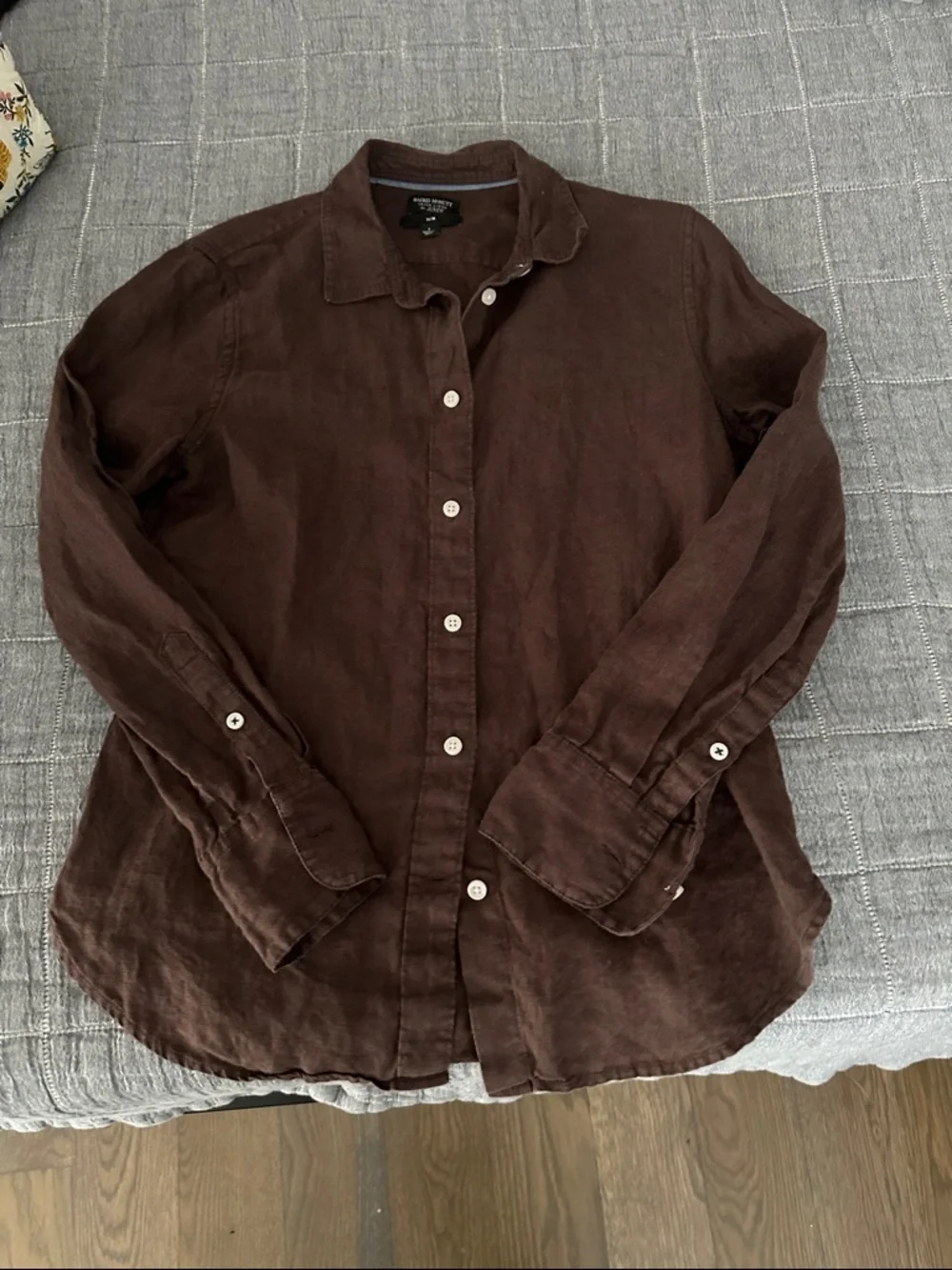 Brown Button-Up Linen Shirt by J.Crew - Picture 1 of 3